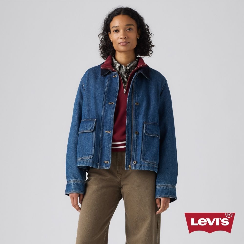 Levi's 拼接領短版工作牛仔外套 / 夾克 女生上衣 熱賣單品
