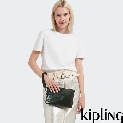 Kipling 光澤暗松木綠手腕帶配件包-FANCY