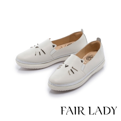 FAIR LADY 軟實力 童趣貓咪厚底休閒鞋 白 (521310)