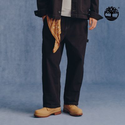 Timberland官方旗艦 中性黑色水洗厚帆布工裝長褲|A2PE2001