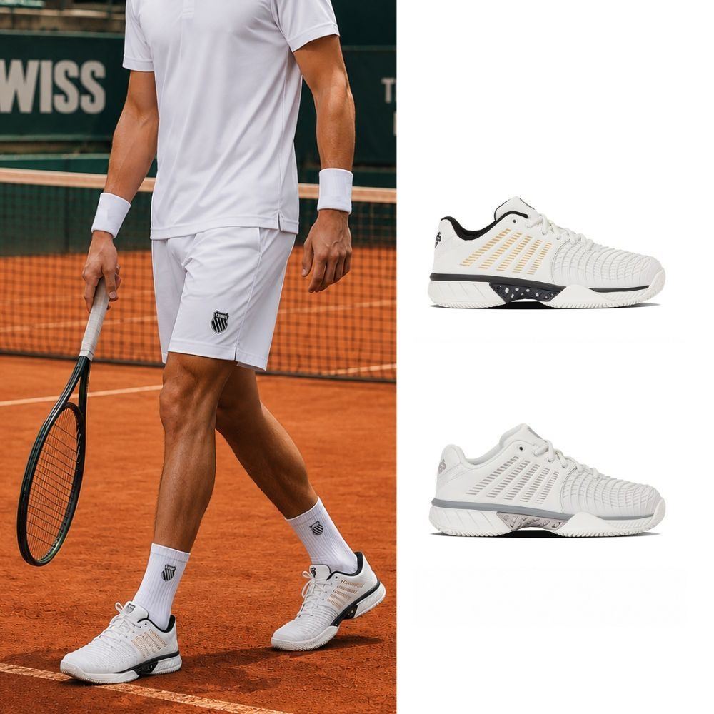 K-SWISS 綜合型專業網球鞋 紅土 EXPRESS LIGHT 3 CLAY 網球 匹克球 運動鞋 男鞋女鞋 多色 (08563/98563) (A男-白黑金)