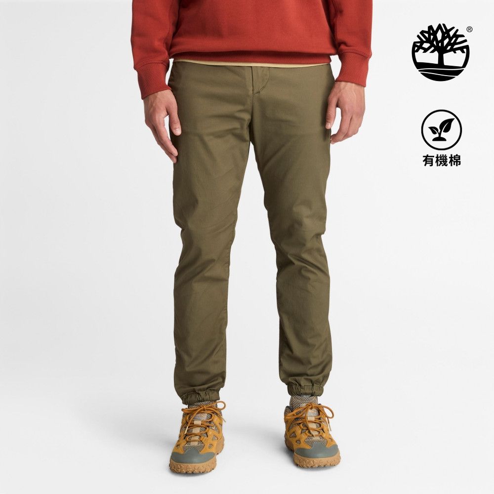 Timberland官方旗艦 男款軍綠色棉質休閒長褲|A27BFA58