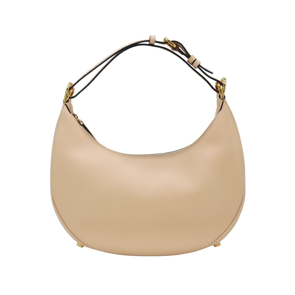 Fendi 芬迪 Graphy 復古金logo牛皮彎月二用包-小(8BR798-粉)