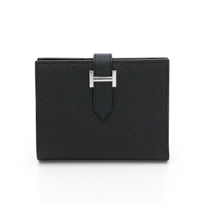 Hermes Bearn雙折短夾(黑/銀) (H039790CK89)