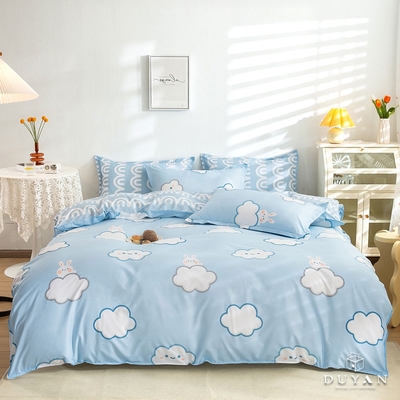 【DUYAN 竹漾】舒柔棉雙人加大床包三件組 / 雪白雲兔 臺灣製