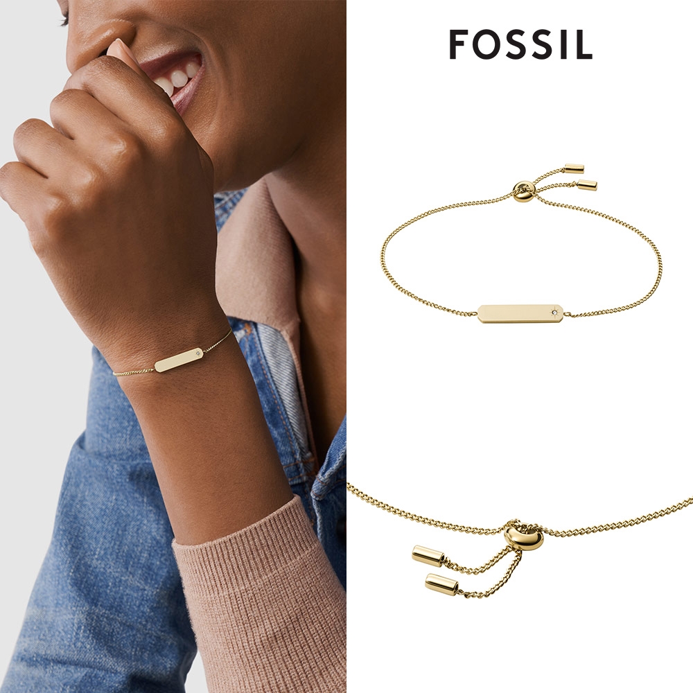FOSSIL Drew 簡約方條手鍊-金 JF04018710