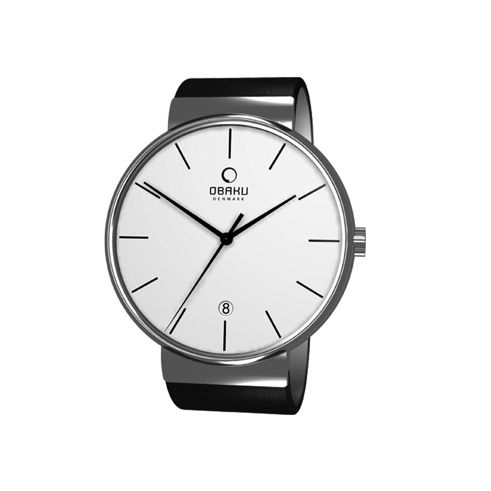 OBAKU 純粹經典三針日期時尚腕錶-深咖啡-V153GCIRN-40mm