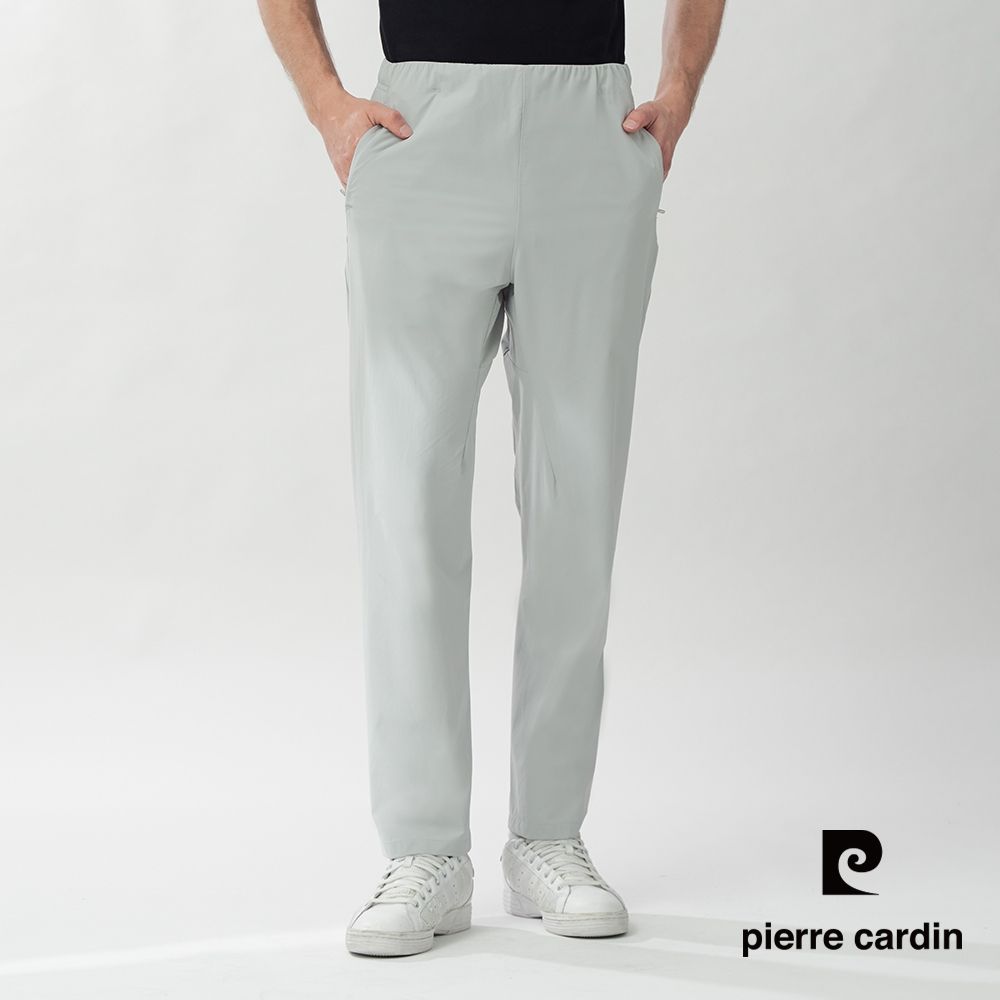 pierre cardin 皮爾卡登 網路獨家 男女同款 透氣機能涼感彈力休閒長褲(多色任選) (淺灰色)