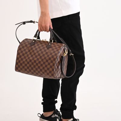 LOUIS VUITTON路易威登 LV N40590 SPEEDY BANDOULIERE 30 經典棋盤格紋手提/斜背兩用波士頓包