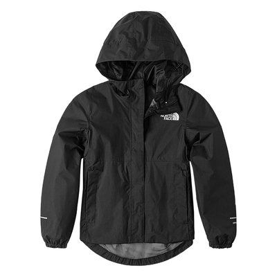 【The North Face 官方旗艦】 北面兒童黑色DryVent防水透氣收腰連帽衝鋒衣｜8A49JK3 外套