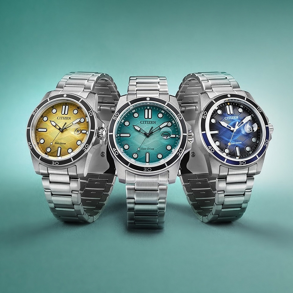 CITIZEN 星辰光動能水波紋手錶新年開運送禮推薦-湖水綠AW1816-89L | 光