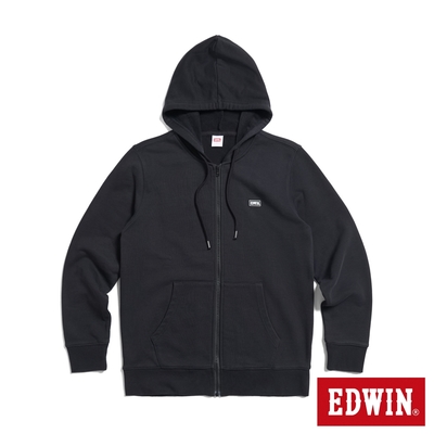 EDWIN 男裝 膠章連帽外套-黑色