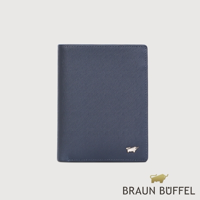 【BRAUN BUFFEL 德國小金牛】台灣總代理 HOMME-M 12卡直立中夾-深藍色/BF306-359-MAR