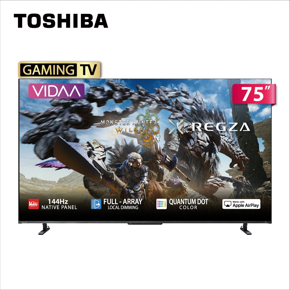 TOSHIBA東芝 REGZA 75型 4K QLED 144Hz Full Array LED AirPlay2 智慧顯示器 75Z670NT product lightbox image 1