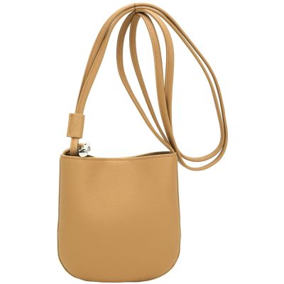 LONGCHAMP Le Roseau 竹節系列荔紋小牛皮肩斜背包(核桃棕)