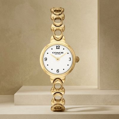 COACH Iris 經典C字鍊帶造型氣質女錶 開學換新季 送禮推薦-金色/22mm CO14504650
