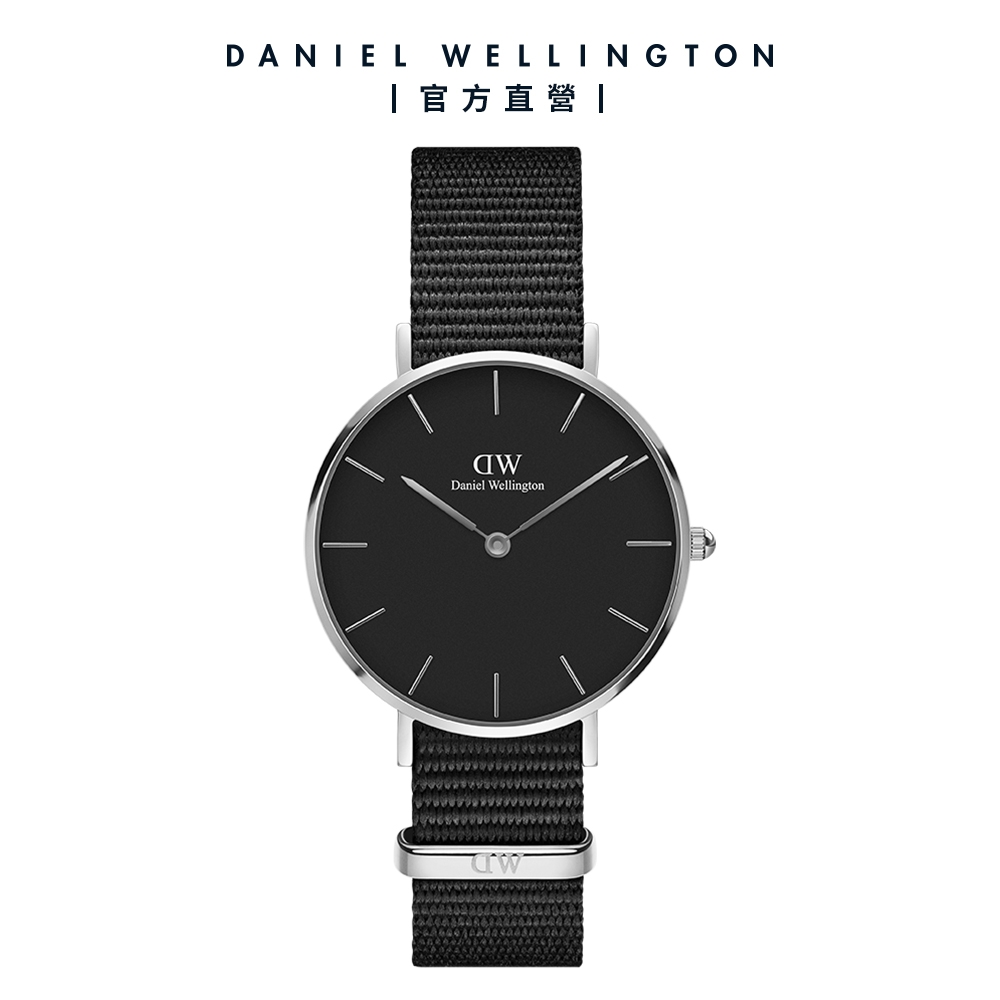 Daniel Wellington DW 手錶 Petite Cornwall 32mm寂靜黑織紋錶-黑錶盤-銀框 DW00100216 ...