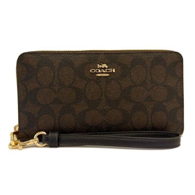 COACH 新款C LOGO手掛式零錢袋長夾(深咖)