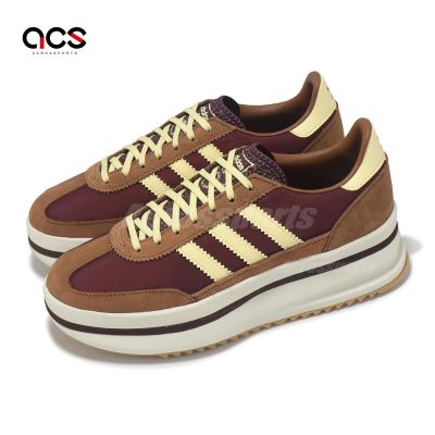 adidas 休閒鞋 SL 72 Stack W 女鞋 棕 黃 厚底 增高 麂皮 復古 愛迪達 JQ6420