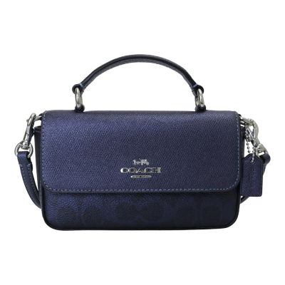 COACH  Josie 防刮拼接皮革兩用小方包(海軍藍)mini