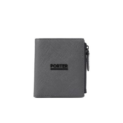PORTER INTERNATIONAL - 細膩韌性DEFINE真皮雙折短夾 - 沉靜灰