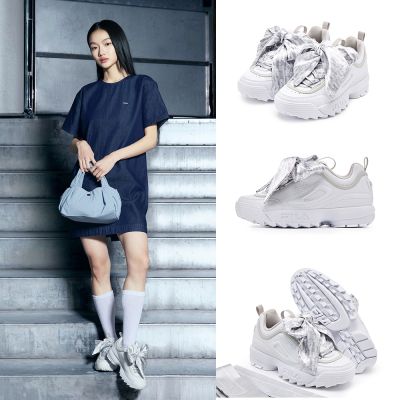 FILA DISRUPTOR 2 SCARF 女休閒鞋-白/銀 5-C124A-100