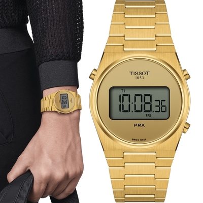 TISSOT 天梭 官方授權 PRX Digital 數位石英手錶-T1372633302000 聖誕節 禮物
