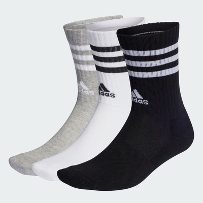 【adidas 愛迪達】 3-STRIPES 中筒襪 3 雙入   男/女  兒童 IC1323