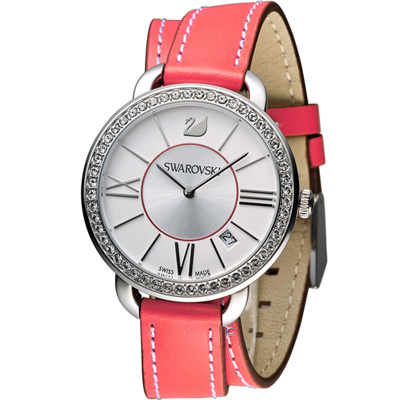 SWAROVSKI 施華洛世奇 Aila Day 雙環魅力腕錶-紅莓/37mm
