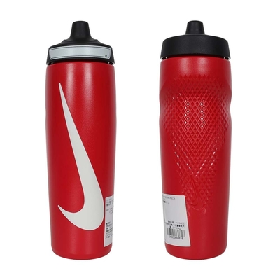 NIKE REFUEL 瓶蓋擠壓水壺 24 OZ-慢跑 登山 單車 N100766669224 紅白黑