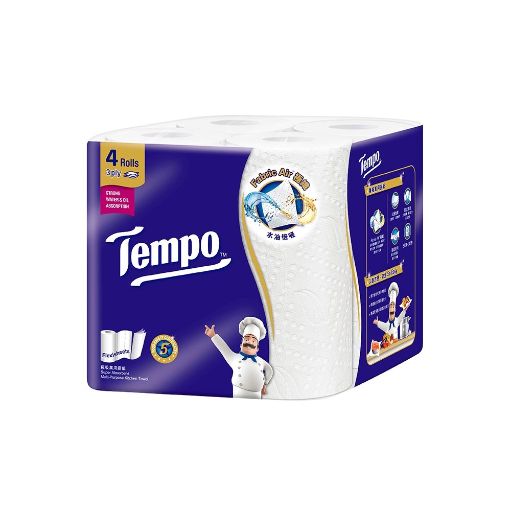 Tempo 極吸萬用3層廚房紙巾(捲筒式)120張x16捲/箱