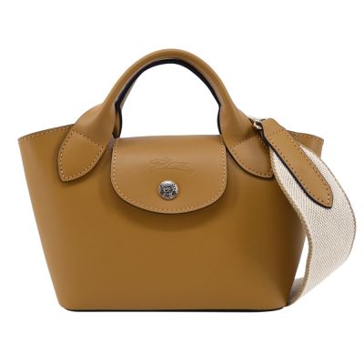 LONGCHAMP ÉPURE系列滑面牛皮手提/斜背兩用包(迷你/肉荳蔻)