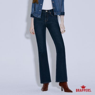 BRAPPERS 女款 環保再生棉系列-中腰彈性九分喇叭褲-深藍