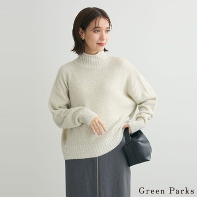 Green Parks 金銀絲閃光落肩高領針織上衣