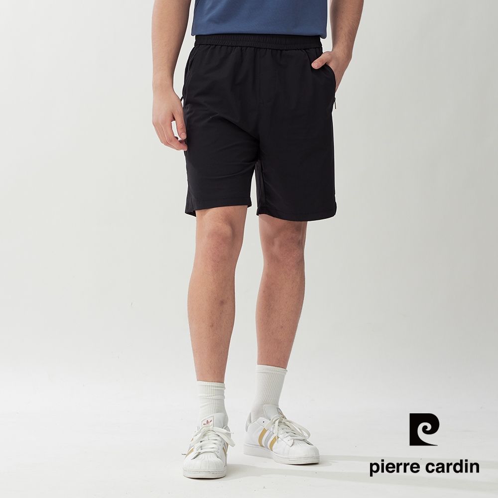 pierre cardin 皮爾卡登 網路獨家 男款 輕量舒適速乾機能短褲(多色任選) (黑色)