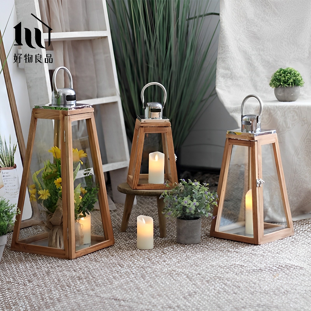 好物良品】大款_燭台花藝原木玻璃裝飾造景(附LED蠟燭) 原木燈座園藝