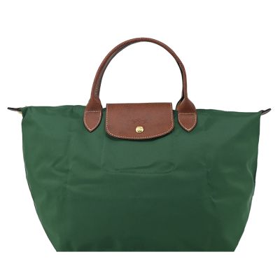 LONGCHAMP LE PLIAGE系列短把再生尼龍摺疊水餃包(中/英式綠)
