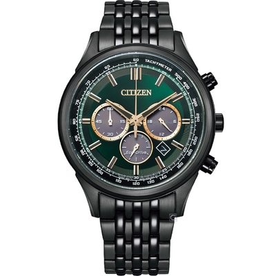 CITIZEN 星辰 Chronograph 光動能計時男錶 聖誕節 禮物-CA4418-82X/黑X綠41.7mm