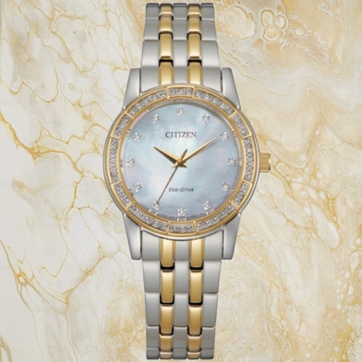 CITIZEN星辰 LADY S系列 光動能華麗水晶腕錶 雙11 特惠 推薦 31mm/EM0774-51D
