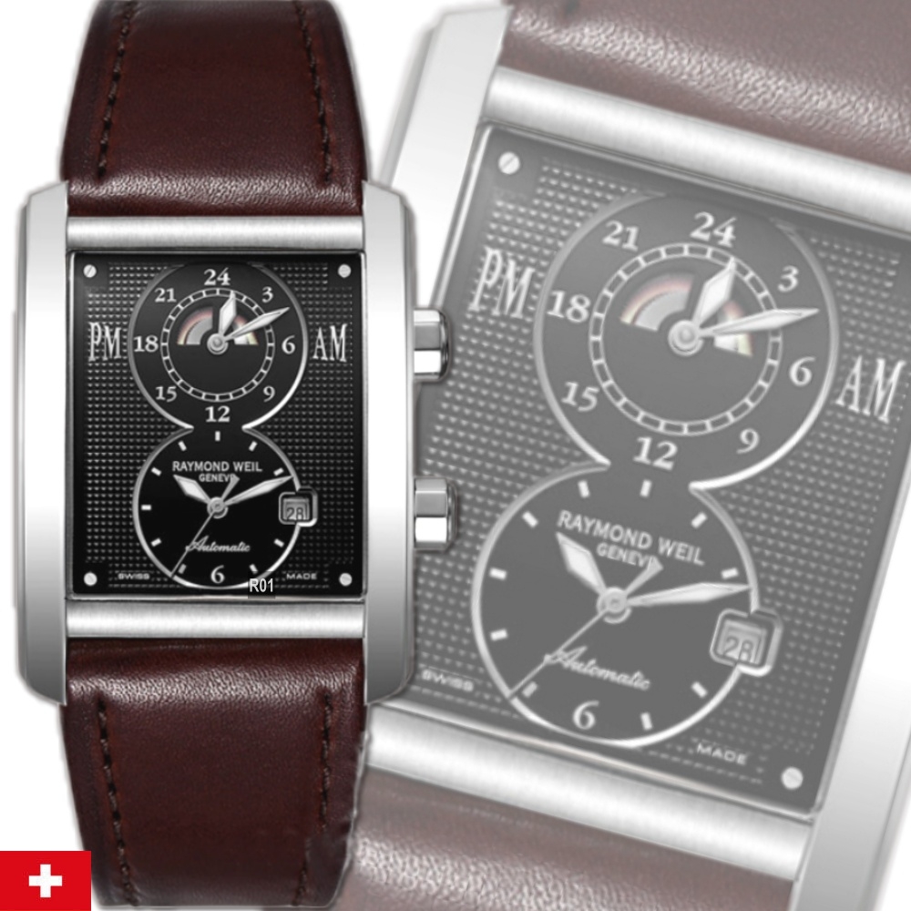 Raymond Weil 蕾蒙威 Don Giovanni系列 GMT雙時區黑面自動上鍊男款46㎜ R01(2888-STC-20001)