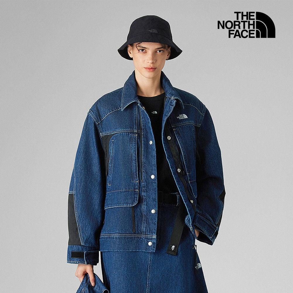 The North Face 官方旗艦】 北面UE女款藍色純棉多口袋設計丹寧輕量風衣