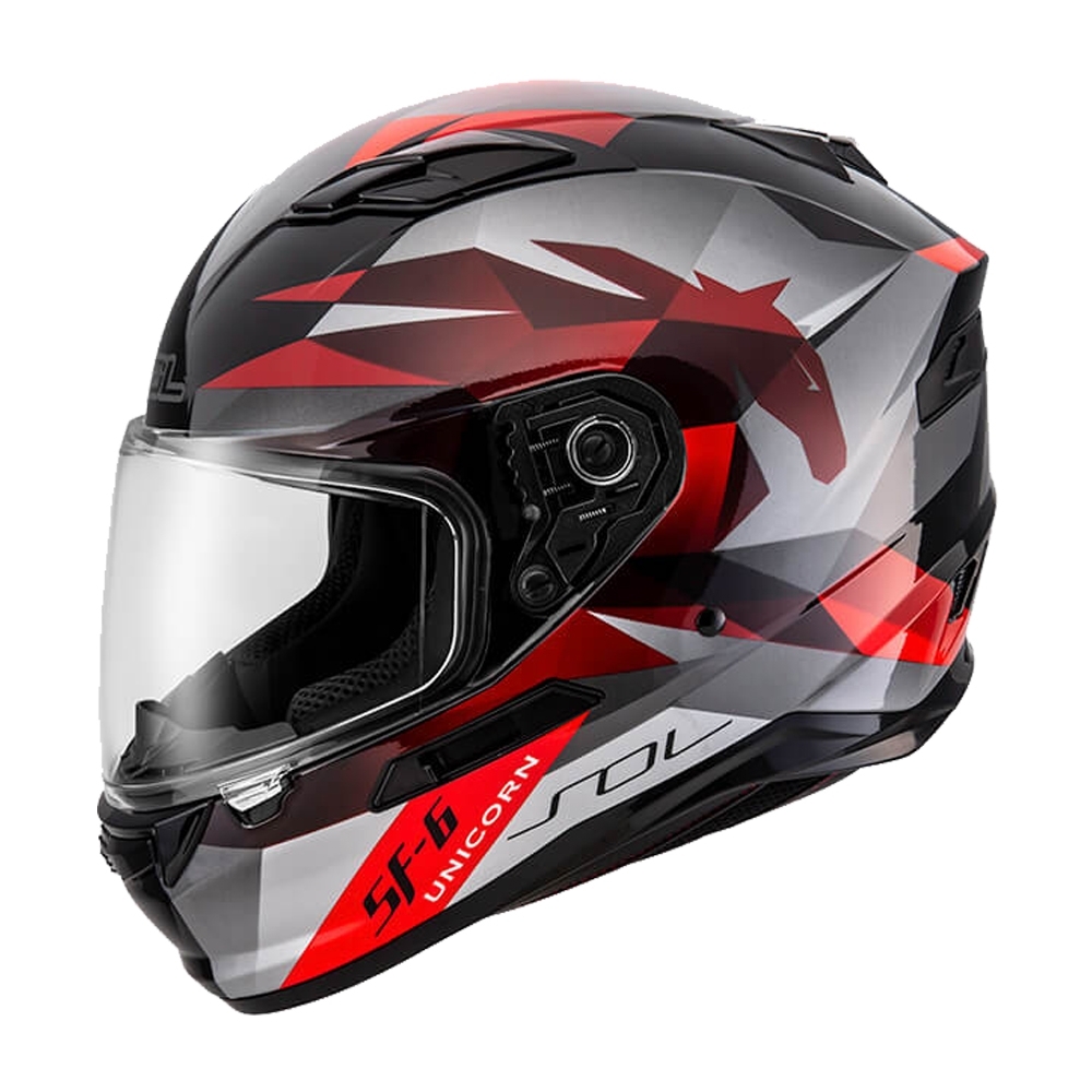 【SOL】SF-6 獨角獸 黑/紅 全罩(安全帽│機車│內襯│鏡片│全罩式│藍芽耳機槽│內墨鏡片│GOGORO) | 全罩安全帽 | Yahoo購物中心