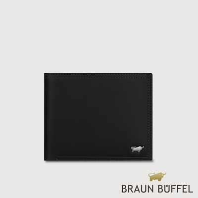 【BRAUN BUFFEL 德國小金牛】台灣總代理 斯杜迪歐 4卡零錢袋皮夾-黑色/BF566-315-BK