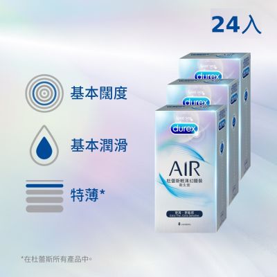 【Durex 杜蕾斯】AIR輕薄幻隱裝衛生套3盒(共24入)