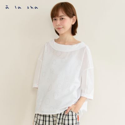 a la sha 圈圈船型翻領上衣