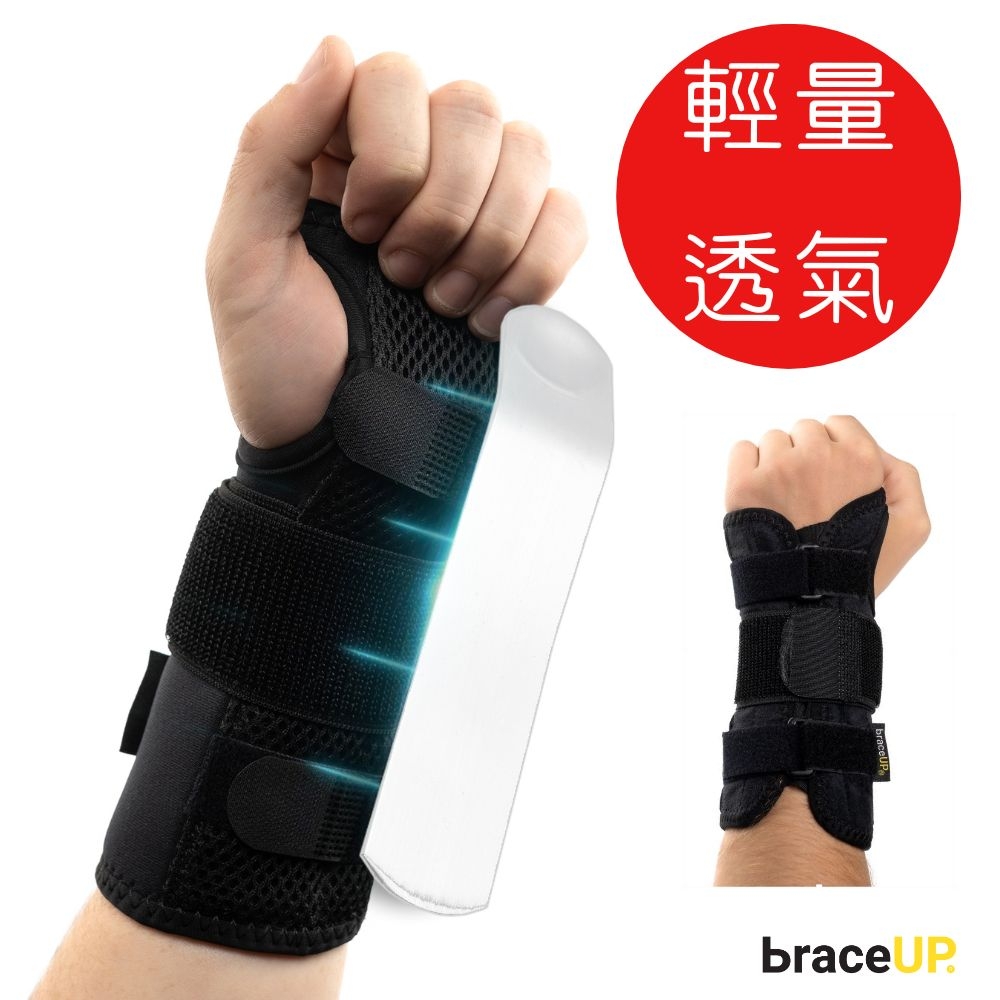 BraceUP 美國品牌  鋁板支撐護手腕  手腕支撐  輕質鋁板設計 穩定貼合，輕量透氣舒適，滑鼠/運動/日常適用