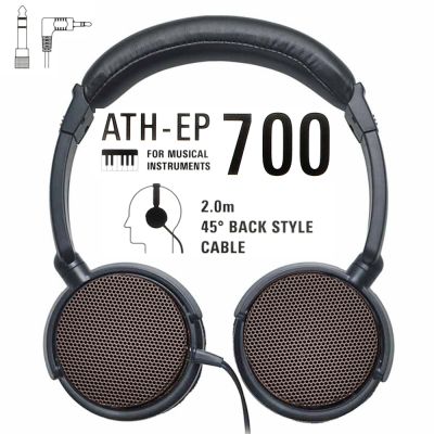 audio-technica 鐵三角 日本Audio-Technica鐵三角樂器專用開放型動圈式L型3.5mm監聽耳機ATH-EP700(耳罩可折水平;40mm驅動;附6.3mm轉接器;線長2米)