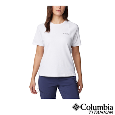Columbia 哥倫比亞 女款-超防曬UPF50快排短袖上衣-白色-UAR55440WT/JS