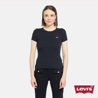 Levi s HAYES 短Tee / 微彈性 / 經典布章LOGO / 黑 女生上衣 熱賣單品