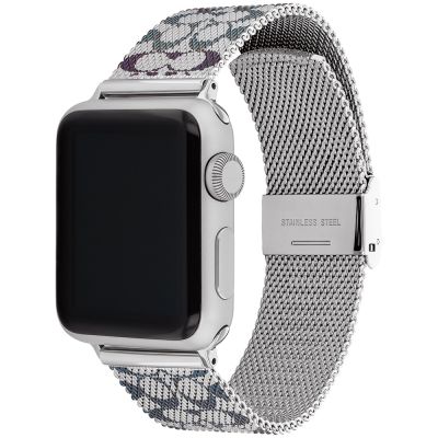 COACH Apple Watch 錶帶 38/40/41mm 適用 藍紫漸層 C字米蘭錶帶 寵愛媽媽 送禮推薦-銀 (不含手錶)